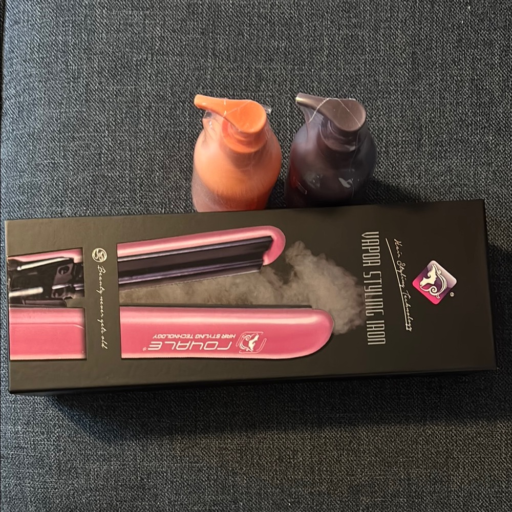 BUNDLE Royale Pro Vapor Pink Styling Iron & Royale Hair Rescue Shampoo/Condition
